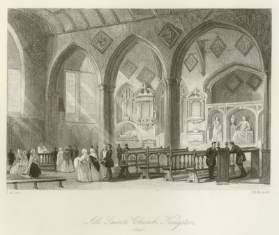 Kościół Wszystkich Świętych, Kingston, 1840 autorstwa after Thomas Allom