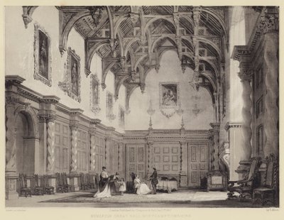 Burleigh Great Hall, Northamptonshire autorstwa after Thomas Allom