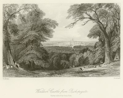 Zamek Windsor od Bishopsgate, po stronie Great Park w Surrey autorstwa after Thomas Allom