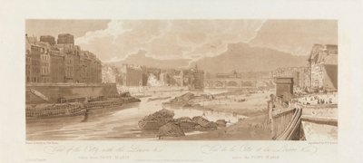 Widok na miasto z Luwrem. 1802; Płyta 3 z Widoków w Paryżu, tom Emanuela autorstwa after Thomas Girtin