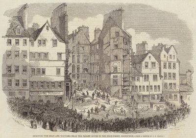 Usuwanie zmarłych i rannych z upadłego domu na High-Street w Edynburgu autorstwa after Thomas Harrington Wilson