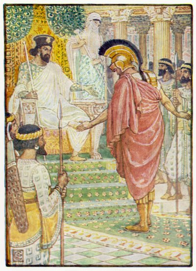 Stał w milczeniu przed królem autorstwa after Walter Crane