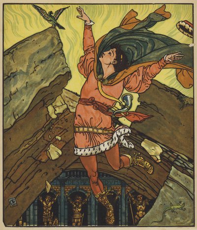 Książę Cheri i Mały Zielony Ptak autorstwa after Walter Crane