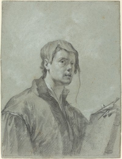 Artysta trzymający książkę i kompas autorstwa after Willem Drost