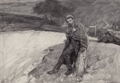 Jude na kamieniu milowym: scena z powieści Thomasa Hardysa Jude the Obscure autorstwa after William Hatherell