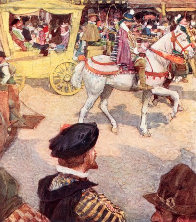 Szekspir podziwia wspaniałe konie w Cheapside w Londynie autorstwa after William Hatherell