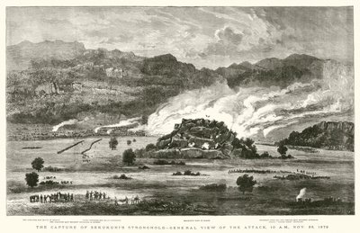 Zdobycie twierdzy Sekukunis, widok ogólny ataku, 10 rano, 28 listopada 1879 r. autorstwa after William Henry James Boot