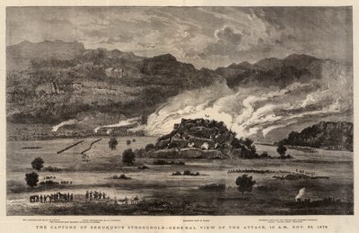Zdobycie twierdzy Sekukunis, widok ogólny ataku, 10 rano, 28 listopada 1879 r. autorstwa after William Henry James Boot