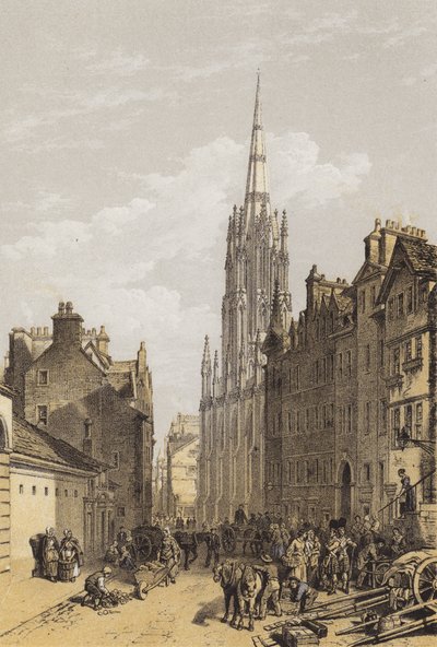 Nowa Sala Zgromadzeń, Edynburg (chromolitho) autorstwa after William Leighton Leitch