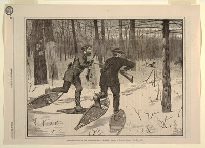 Polowanie na jelenie w Adirondacks zimą, z każdej soboty, 21 stycznia 1871, s. 57 autorstwa Winslow Homer
