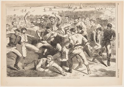 Wakacje na obozie – Żołnierze grający w piłkę nożną autorstwa Winslow Homer