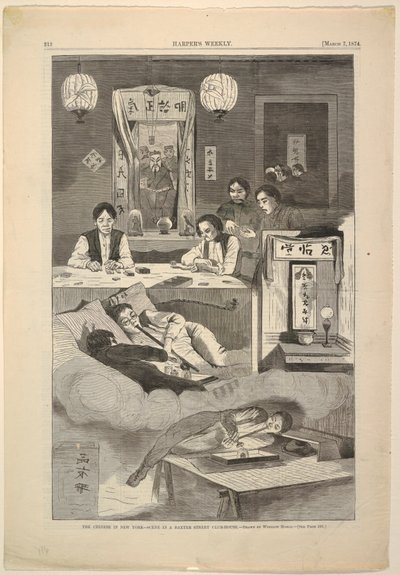 Chińczycy w Nowym Jorku – scena w klubie przy Baxter Street autorstwa Winslow Homer