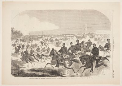 Unia kawalerii i artylerii rozpoczynająca pościg za rebeliantami w górę Yorktown Turnpike autorstwa Winslow Homer