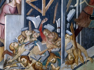 Upadek Domu Hioba, scena z Opowieści Starego Testamentu autorstwa also Manfredi de Battilori Bartolo di Fredi