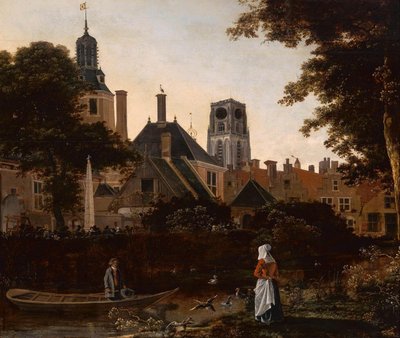 niderlandzki: Stadsgezicht te Rotterdam met de Sint Laurenstoren Widok Rotterdamu z wieżą St. Laurenskerk autorstwa anonymous 