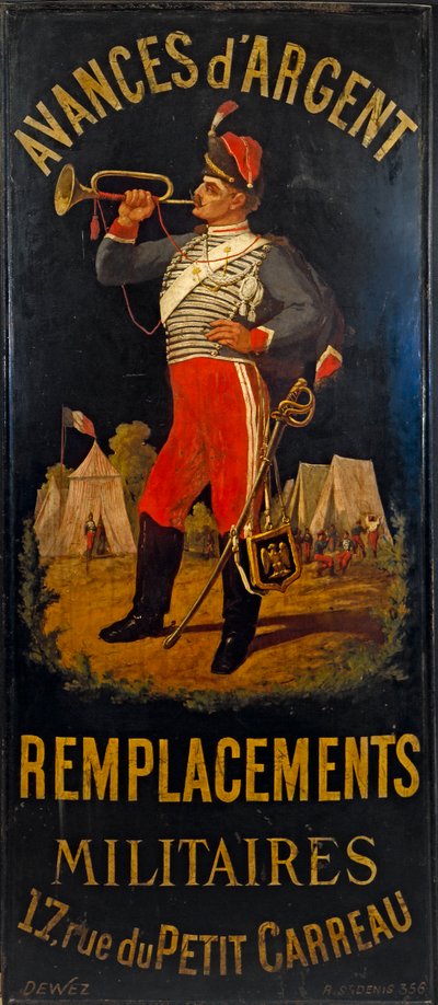 Francuski: Au hussard. Znak zastępczego biura wojskowego. 17 rue des Petits- Carreaux, 11. dzielnica, Paryż autorstwa anonymous 