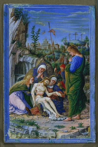 Pojedynczy kartek z Księgi Godzin: Pieta autorstwa attributed to Francesco dai Libri