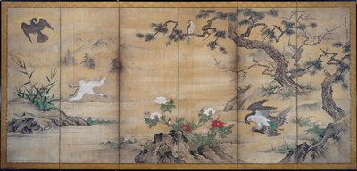 Ptaki i Kwiaty autorstwa attributed to Kano Shōei