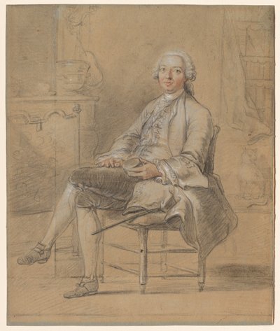 Siedzący mężczyzna trzymający tabakierkę autorstwa attributed to Louis Aubert