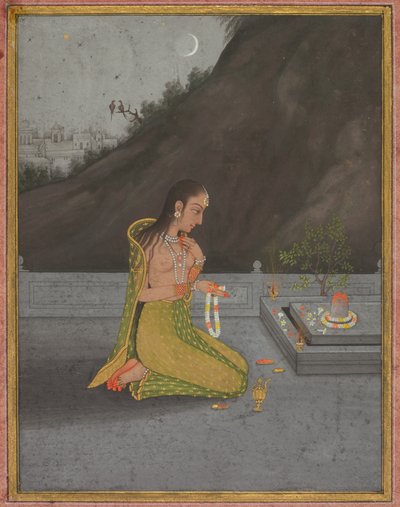 Scena nocna Shiva Puja (recto) autorstwa attributed to Muhammad Rizavi Hindi