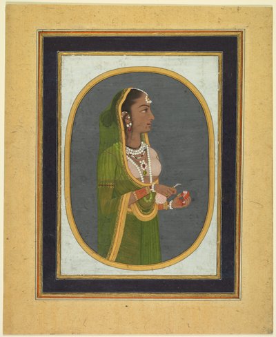 Dama dworska nalewająca wino (rekto) autorstwa attributed to Muhammad Rizavi Hindi