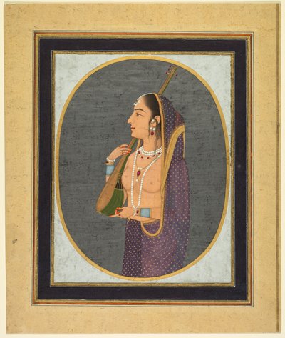 Dama dworska śpiewająca i grająca na vina autorstwa attributed to Muhammad Rizavi Hindi