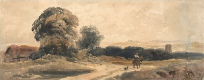 Wiejska droga z podróżnikiem na koniu autorstwa attributed to Peter DeWint