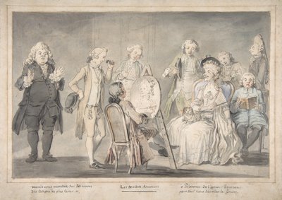 Rysunek satyryczny: Artysta malujący portret staruszki, 1729-1804. autorstwa attributed to Pietro Antonio Novelli.