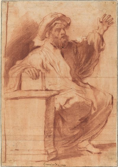 Siedzący prorok autorstwa called Guercino Follower of Giovanni Francesco Barbieri