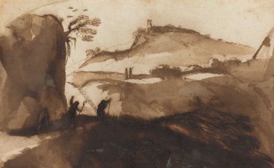 Pasterze wpatrujący się w przepaść autorstwa called Guercino Giovanni Francesco Barbieri