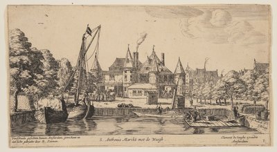 S. Anthonis Marckt met de Waegh, z Widoki Amsterdamu autorstwa called Zeeman Reinier Nooms