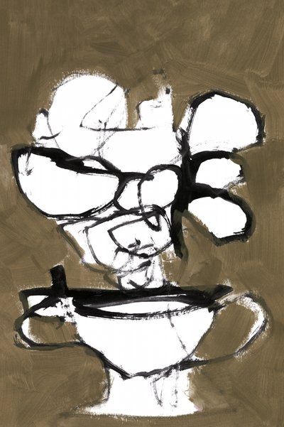 Monochromatyczny wazon w kwiaty autorstwa cartissi