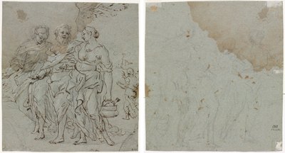 Lot i jego córki (recto) Szkic do Lota i jego córek (verso) autorstwa circle of Pietro da Cortona