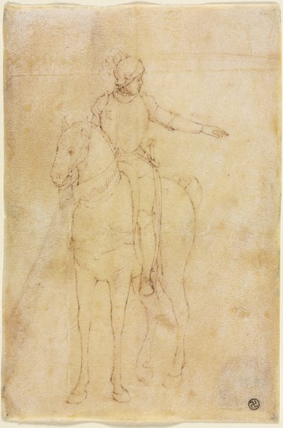 Pancerna postać na koniu autorstwa circle of Vittore Carpaccio