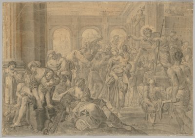 Kopia Św. Rocha Annibale Carracciego dającego jałmużnę autorstwa copy after Annibale Carracci