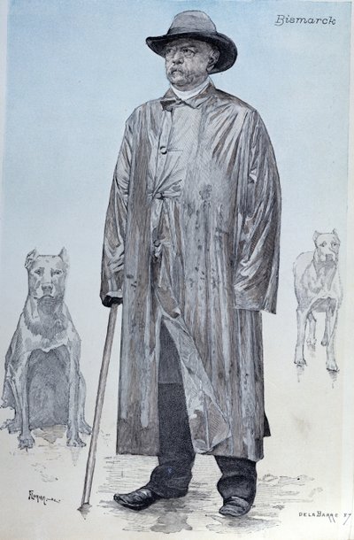 Kanclerz Bismarck i jego psy, ilustracja na okładce z La Revue Illustree wykonana przez Floriana, październik 1887 r. autorstwa de La Barre
