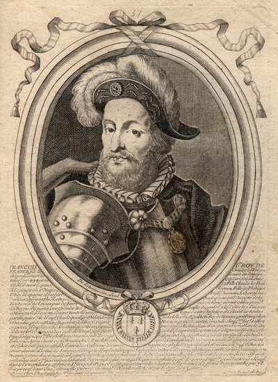 Portret Franciszka I (1494 - 1547), Króla Francji - Franciszek I, Król Francji - grawer z 