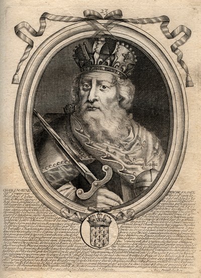 Karol Wielki (Charles I dit le Grand, Carolus Magnus, 742-814), Król Franków - Karol Wielki (Carolus Magnus, Karol Wielki) (747-814) Król Franków i chrześcijański cesarz Zachodu - rycina z 
