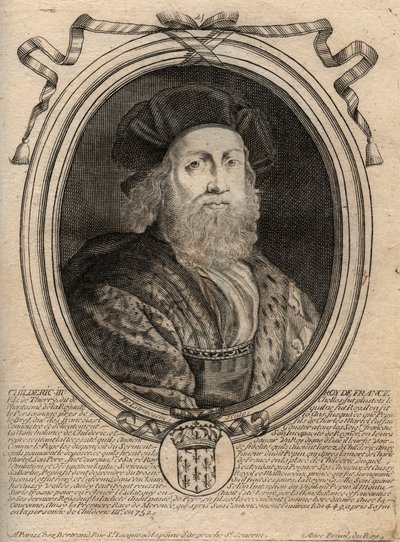 Dynastia Merowingów: Portret Childeryka III (714-755) Król Franków - CHILDERYK III (zm. 754) Król Franków, 741-751 i ostatni Merowingów - rycina z 