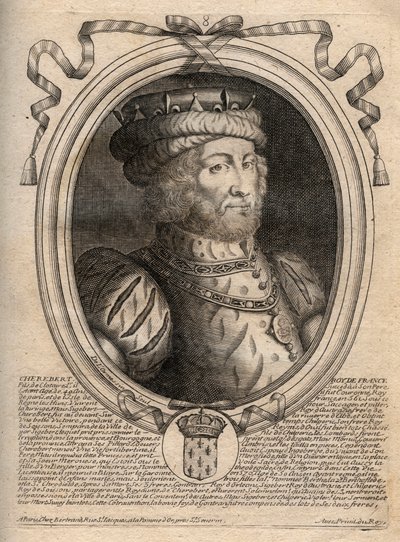 Portret Cariberta, króla Franków (561-567) - Caribert lub Charibert (zm.567) King of the Franks - grawer z 