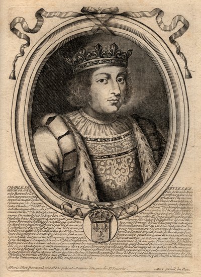 Portret Karola V Mędrca (1338 - 1380) - Karol V Mądry lub Karol V Mędrzec, Król Francji z Domu Walezjuszów - grawer z 