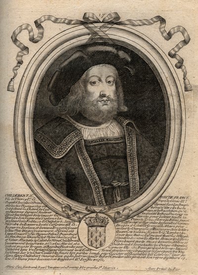 Portret Childeberta II (ok. 570 - 596), króla Austrazji - Childeberta II 570 do 595 Merowingów króla Austrazji - grawerunek z 