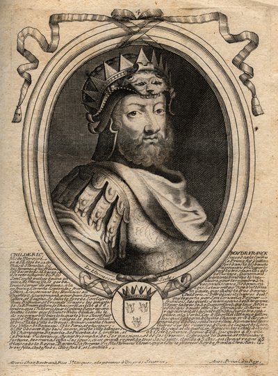 Portret Childeryka I, króla Franków Salian (436-481) - CHILDERYK I King of Salian Franks - grawer z 