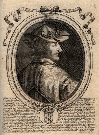 Portret Chilperika II (ok. 670 - 721), króla Neustrii - CHILPERIC II króla Franków - grawer z 