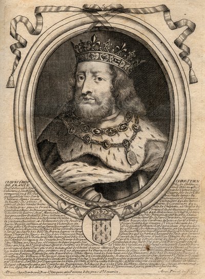 Portret Clovis I (w. 466 - 511), King of the Franks - Portrait of Clovis I (466-511), King of the Franks - rycina z 