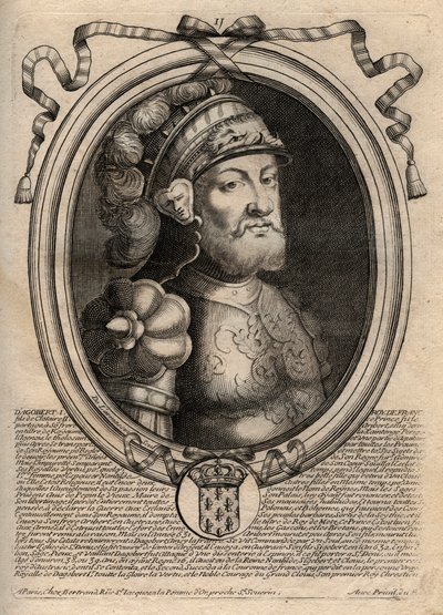 Portret Dagoberta, Króla Franków od 628 do 638 - Dagobert (605-39) Król Franków - grawer z 