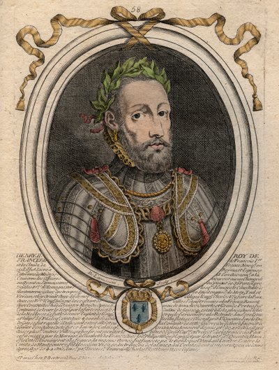 Portret Henryka II (1519-1559) Król Francji - Henryk II (1519-59), król Francji - grawerowanie z 