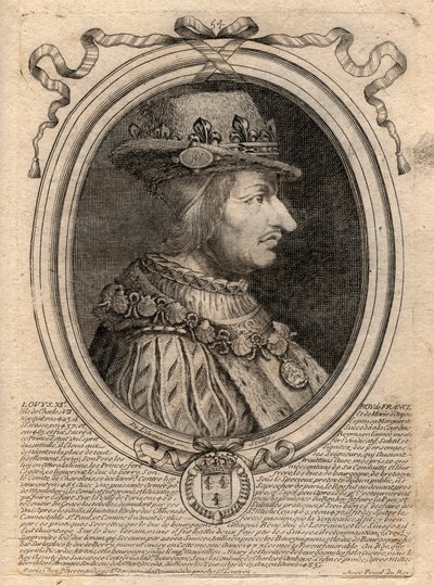 Portret Ludwika XI (1423-1483), Król Francji - Portret Ludwika XI Francji (1423-1483), Król Francji - grawer z 