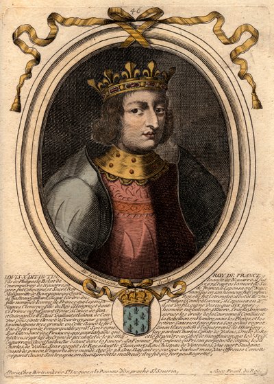 Portret Ludwika X Hutina (1289 - 1316), króla Francji - Ludwika X (1289-1316) Upartego, króla Francji i Nawarry - rycina z 