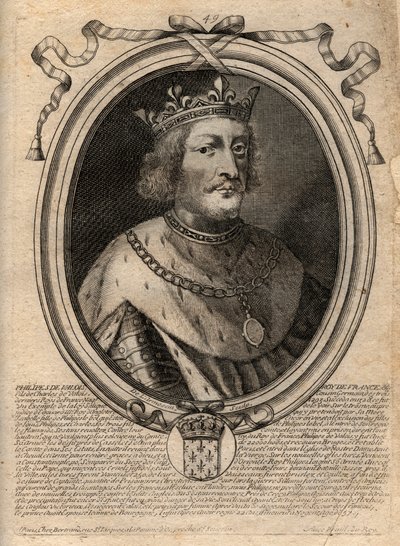 Portret Filipa VI Walezego (1294 - 1350), Króla Francji - Filipa VI Walezego (1293-1350) Króla Francji - grawerowanie z 